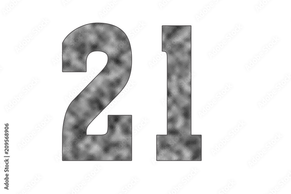 21 Number. Shiny silver textures for designers. White isolated. Percent and Discount Theme 21 Number. Shiny silver textures for designers. White isolated. Percent and Discount Theme