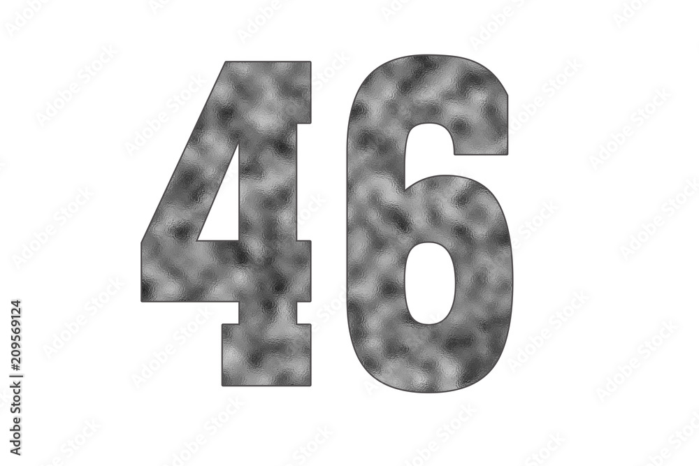 46 Number. Shiny silver textures for designers. White isolated. Percent and Discount Theme 46 Number. Shiny silver textures for designers. White isolated. Percent and Discount Theme