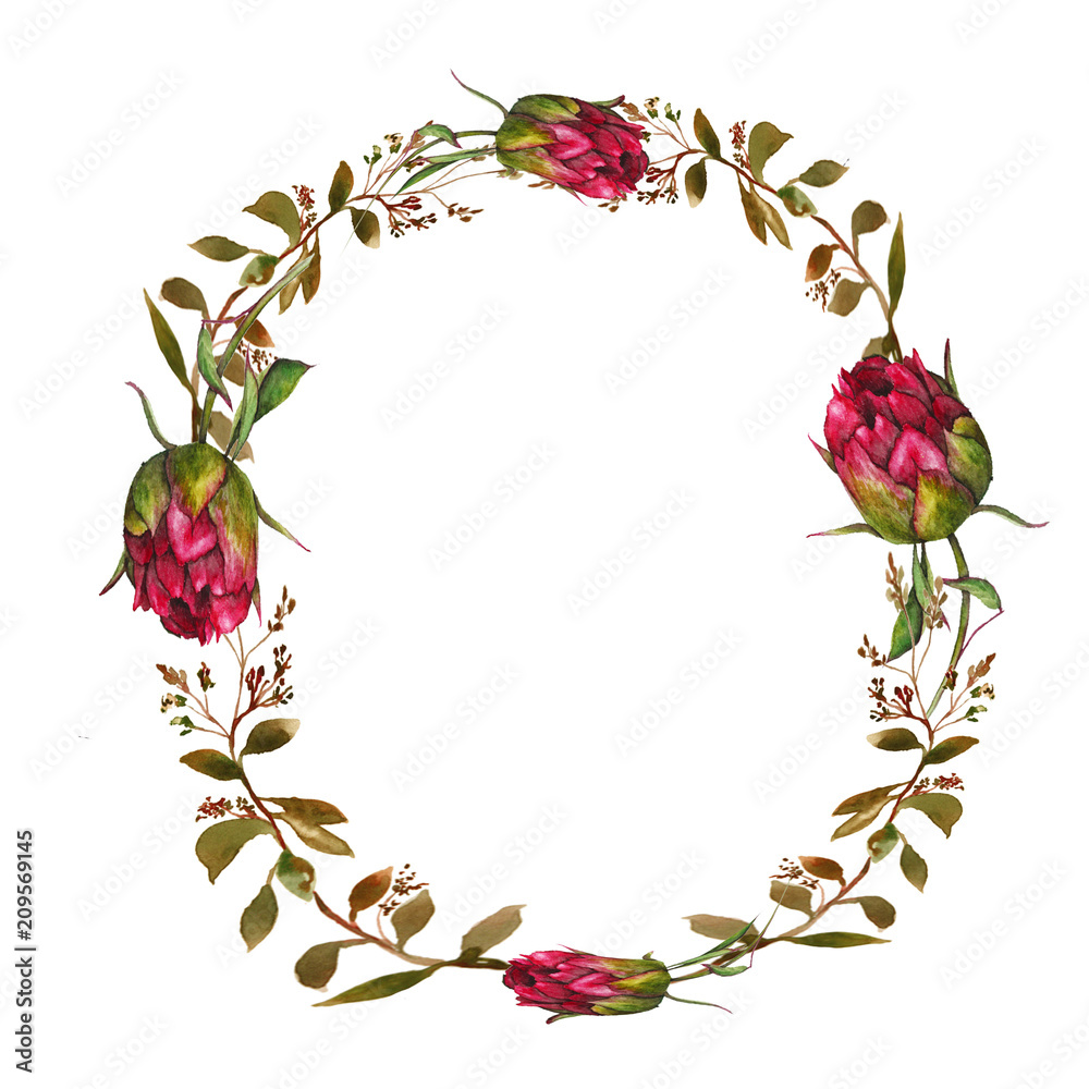 Fototapeta premium watercolor floral wreath