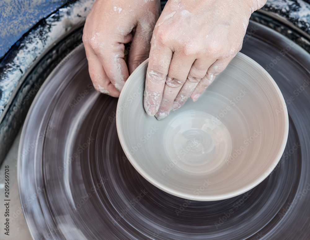 Fototapeta premium Overhead potter's wheel