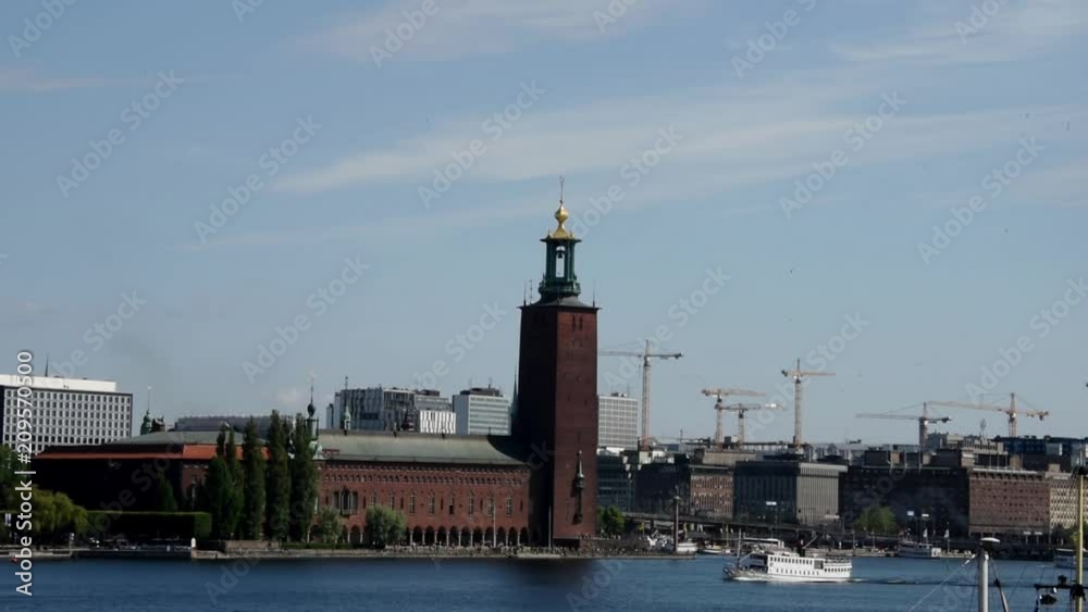 City hall, steamships and landmarks in Stockholm City hall, steamships and landmarks in Stockholm
