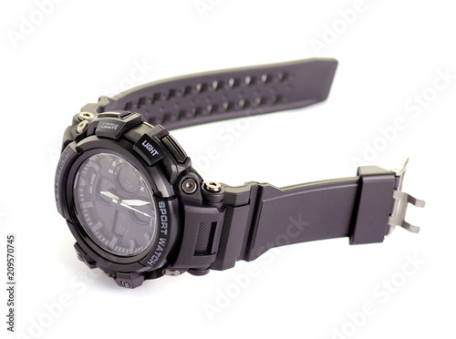 Sports man's watch on a white background isolation