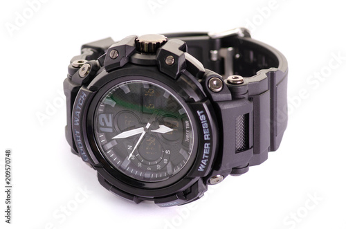 Sports man's watch on a white background isolation
