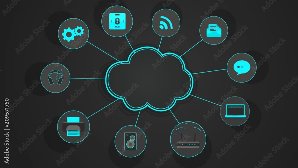Cloud computing concept design with icons showing services of network connection