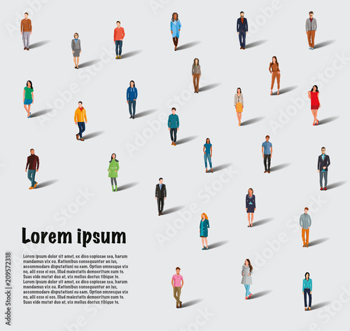 Large group of people on white background. A group of people. Flat style. Flat design. Vector illustration Eps10 file