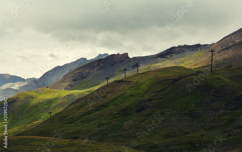 Beautiful landscape on the Route des Grandes Alpes with Col de l'Iseran mountain pass who connects Italy to France.