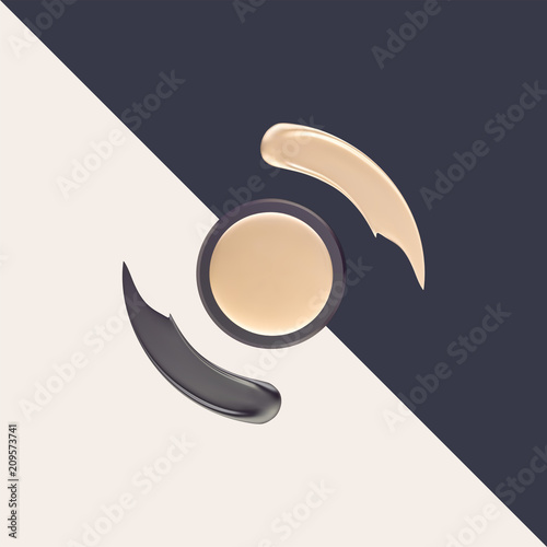 Makeup smear logo. Black and Gold Liquid Lipstick Smudge. Beauty or cosmetic concept.