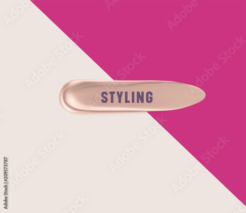 Cosmetic smear logo. Pink gold Liquid Lipstick Smudge. Fashion or beauty concept.