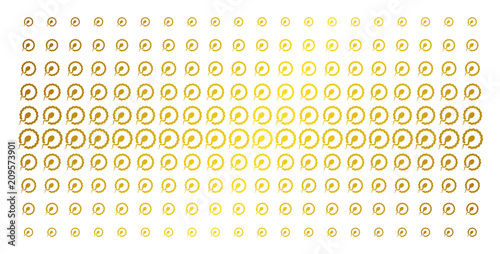 Insemination icon golden halftone pattern. Vector insemination pictograms are organized into halftone matrix with inclined golden gradient. Designed for backgrounds, covers,