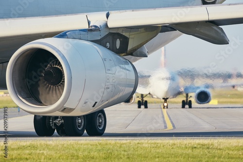 Hot air from engine of the airplane