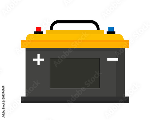 Car battery icon isolated on white background. Vector illustration in flat style. EPS10.