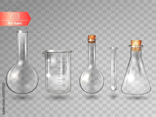 Vector illustration of scientific glassware - test tubes set.