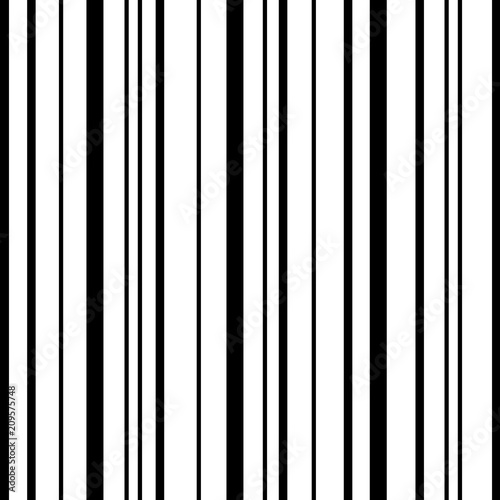 Seamless Pattern Vertical Stripe. Black and White