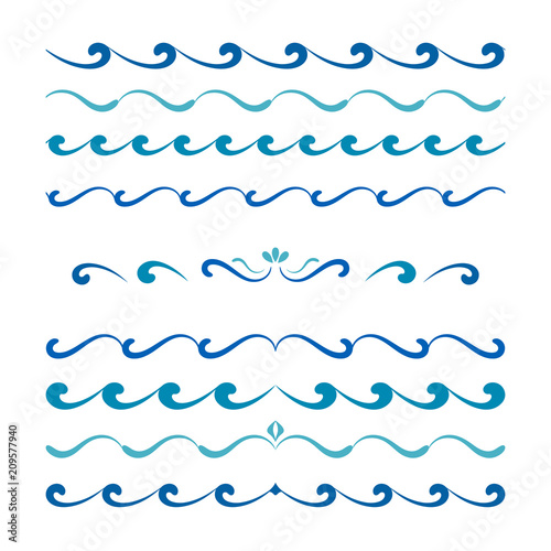 Set of wavy border ornaments and flourishes