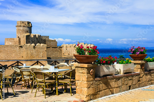 Italian landmarks - medieval aragonese castle. Le Castella .Isola di Capo Rizzuto in Calabria