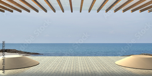 Beach Luxury and modern on the Sea / 3d render