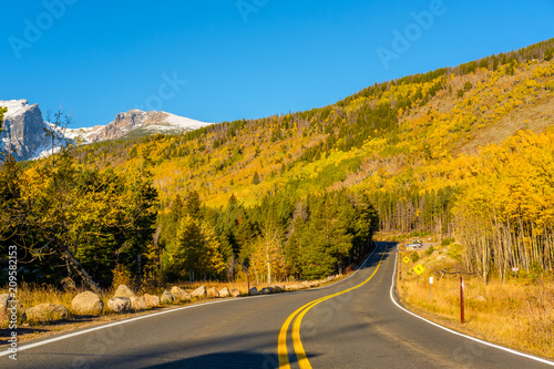 Highway at autumn in Colorado, USA.