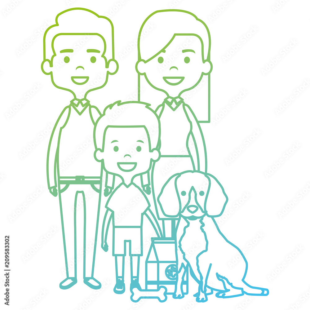 parents with son and cute dog vector illustration design parents with son and cute dog vector illustration design