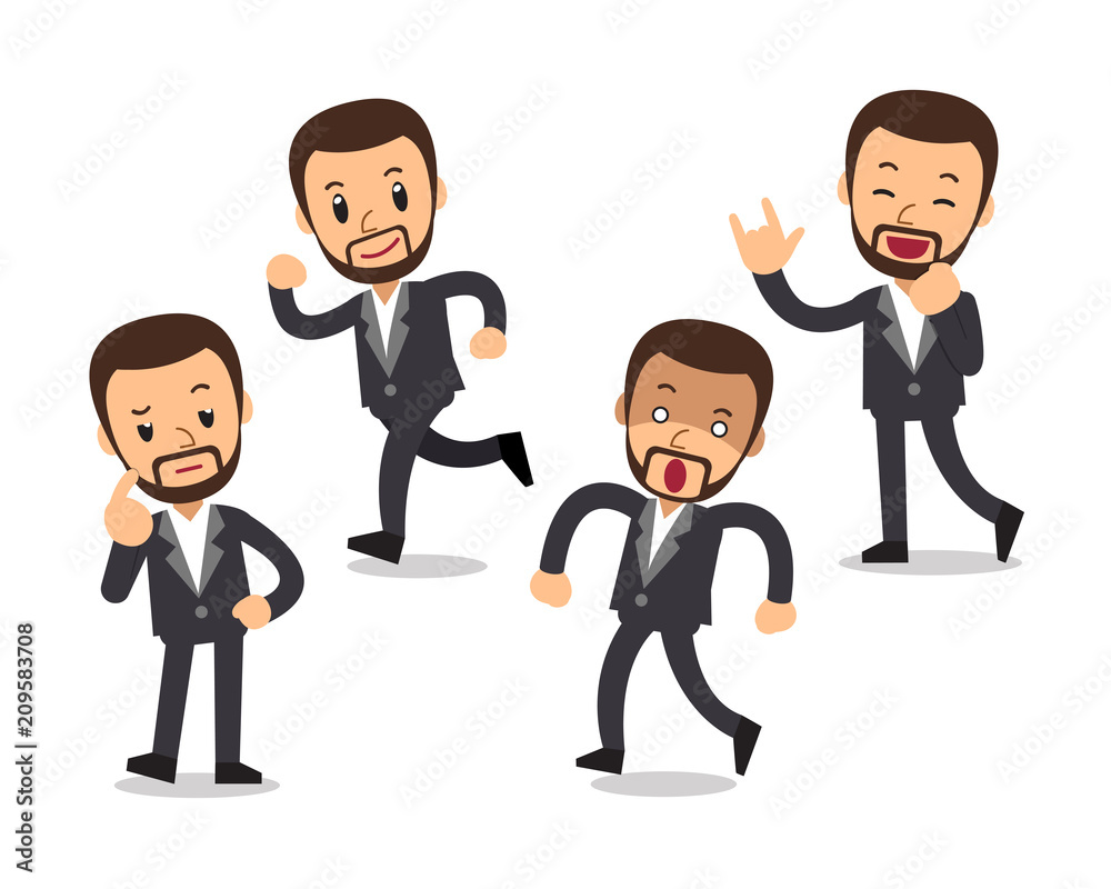 Vector cartoon a businessman character poses for design. Vector cartoon a businessman character poses for design.