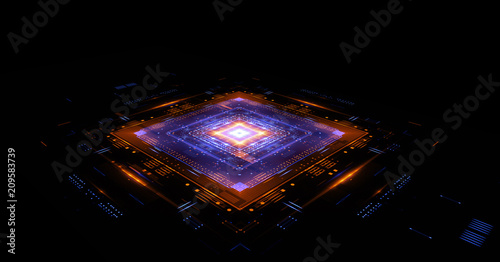 Information CPU engineering..Modern technology. Computer communications. Light effect. Big data center. .Super system. Smart core. Research and development. Virtual reality. © rybindmitriy