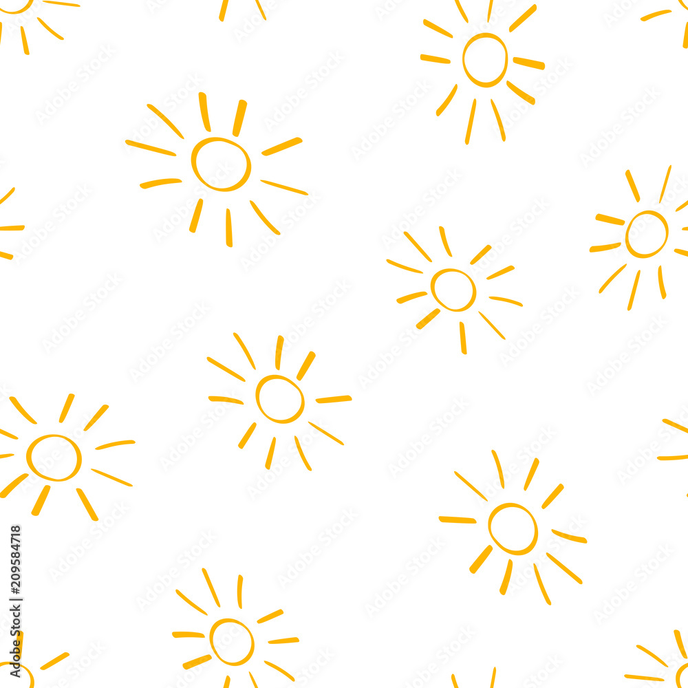 Hand drawn sun icon seamless pattern background. Business concept vector illustration. Handdrawn sunshine symbol pattern. Hand drawn sun icon seamless pattern background. Business concept vector illustration. Handdrawn sunshine symbol pattern.