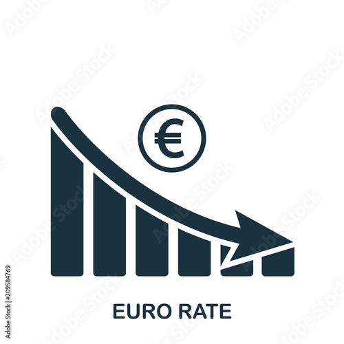 Euro Rate Decrease Graphic icon. Mobile app, printing, web site icon. Simple element sing. Monochrome Euro Rate Decrease Graphic icon illustration.