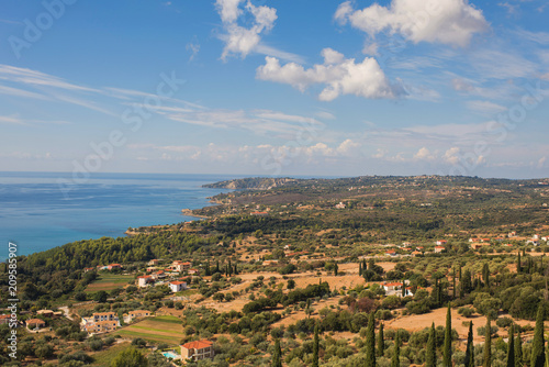 view of Kefalonia island with mountain and ionian sea. Greece.