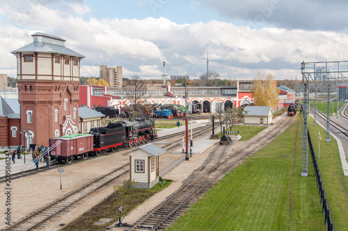 View of ancient steam train depot in Moscow, Russia