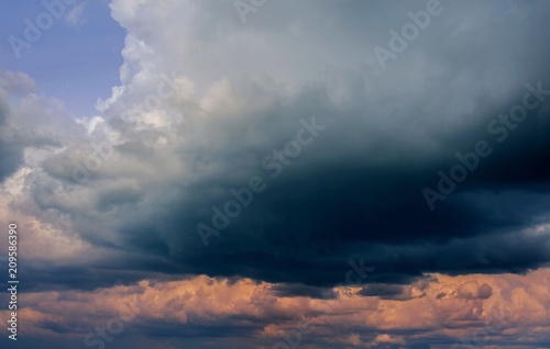 Dramatic stormy sky with dark clouds for background