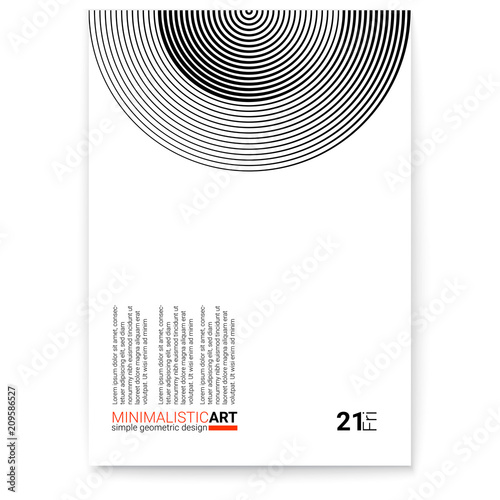 Cover design with modern geometric minimalistic art. Creative poster with simple shape in bauhaus style. Modern digital art with halftone patterns. Template for print design, vector illustration.