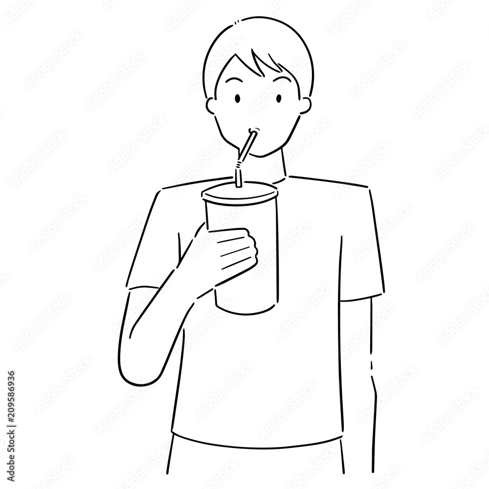 vector set of man drinking
