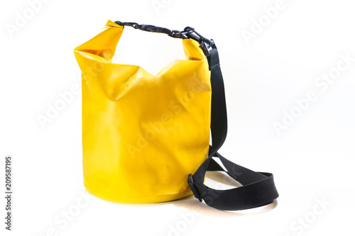 Waterproof yellow bag on White Background 
