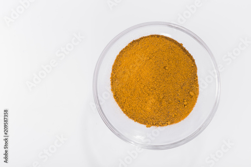 turmeric powder on white background, curcuma longa