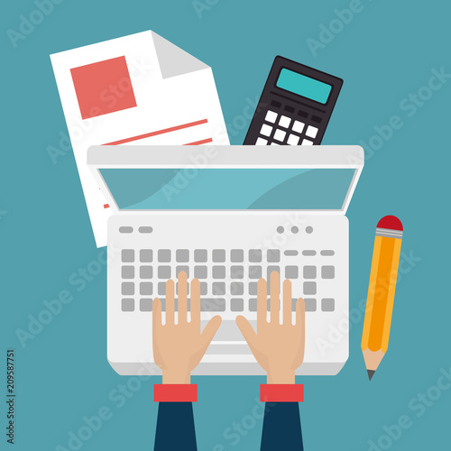 laptop computer with electronic commerce icons vector illustration design