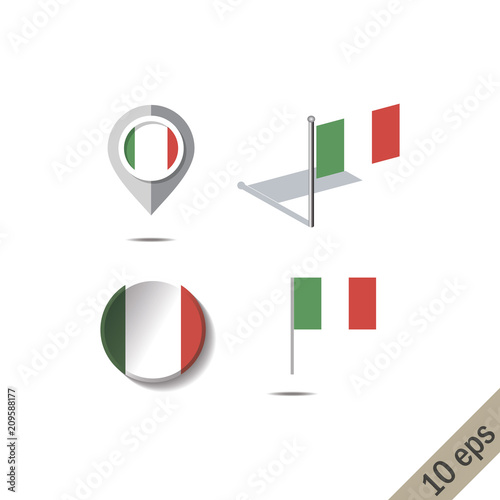Map pins with flag of ITALY - vector illustration Free Download Map pins with flag of ITALY - vector illustration - GFXLoad