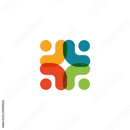 Human logo, mutual aid icon, people together abstract logotype. People support and hope symbol. Partnership vector design concept on white background.