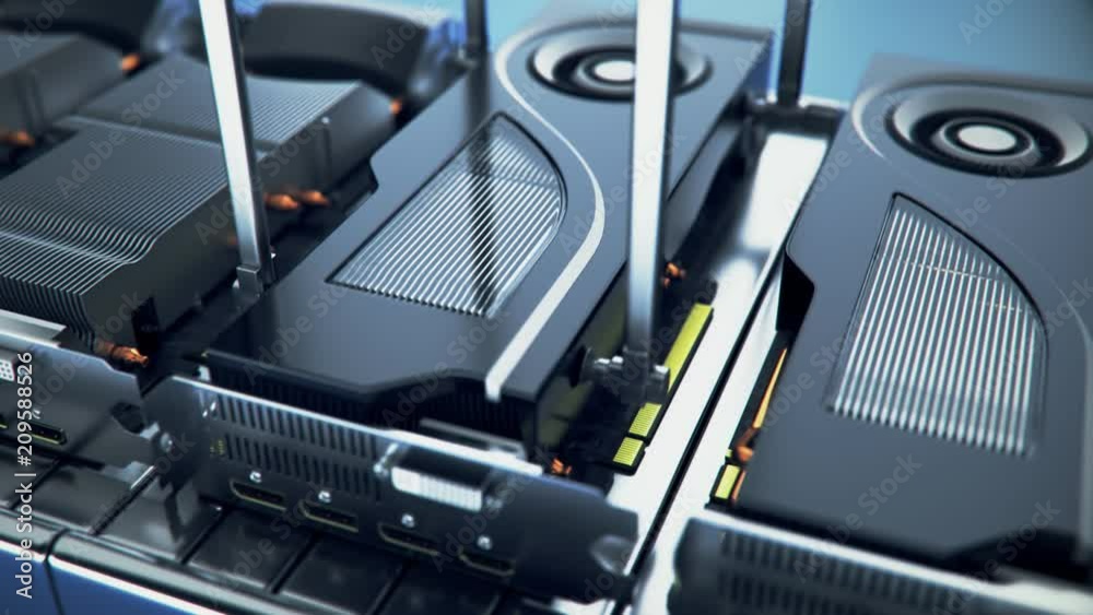 Graphics cards on an assembly line. Automated GPU manufacture in the ...