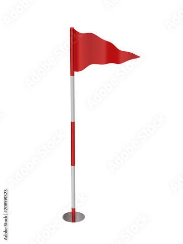 Flag on golf course 3d rendering