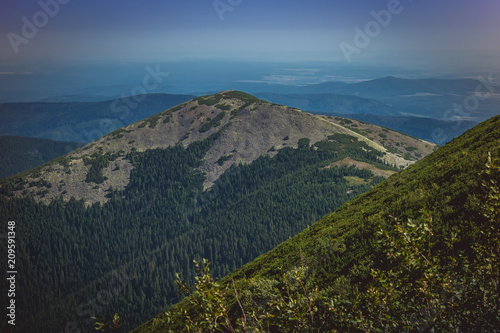 Beautiful mountains and blue sky in the Carpathians. Ukraine.