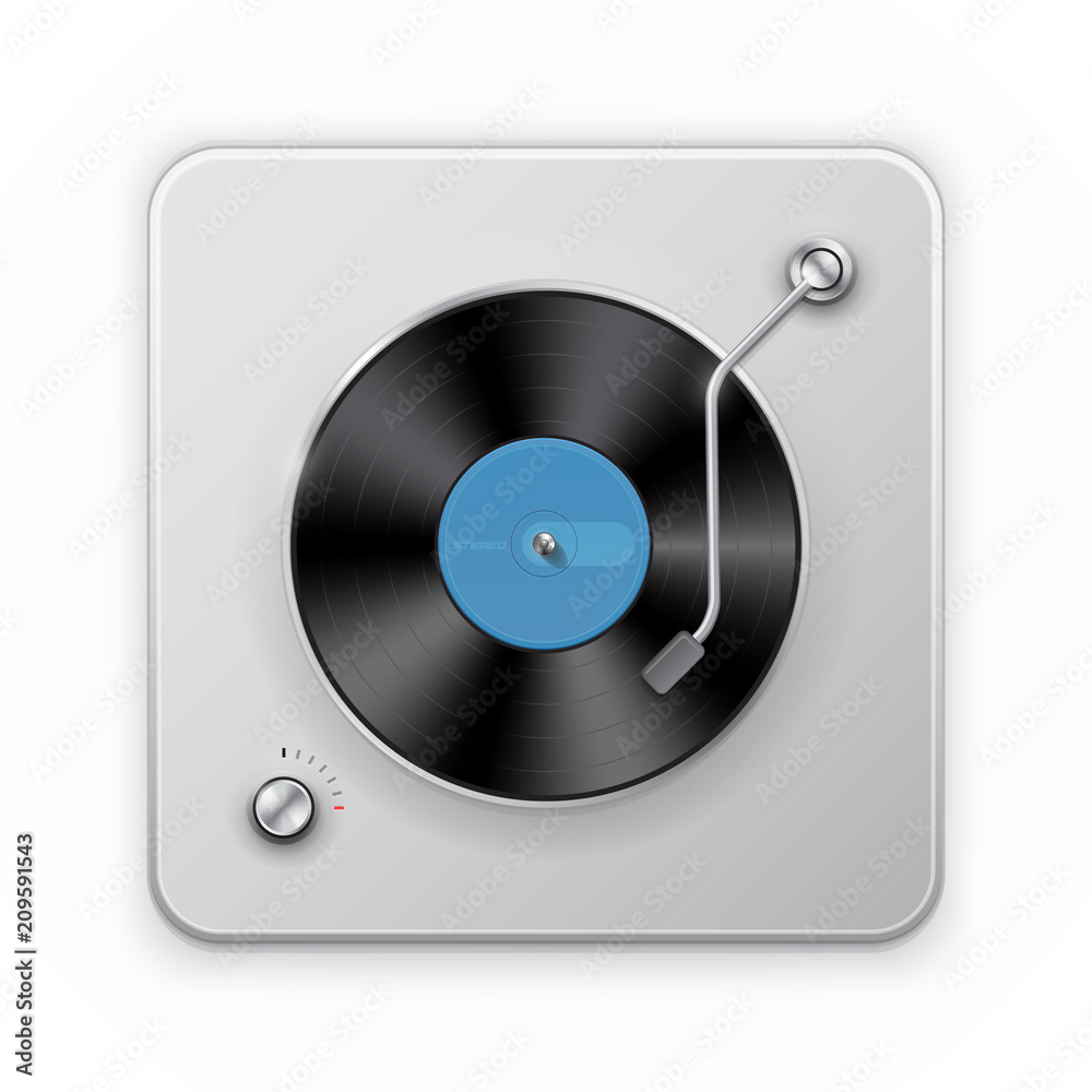 Detailed icon of the retro vinil record player Detailed icon of the retro vinil record player
