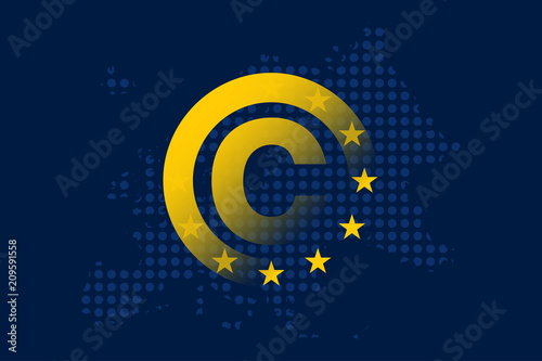 Copyright in the Digital Single Market concept on European Union flag