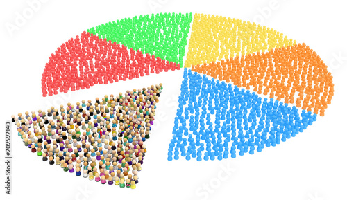 Cartoon Crowd, Pie Chart Slice Shape photo