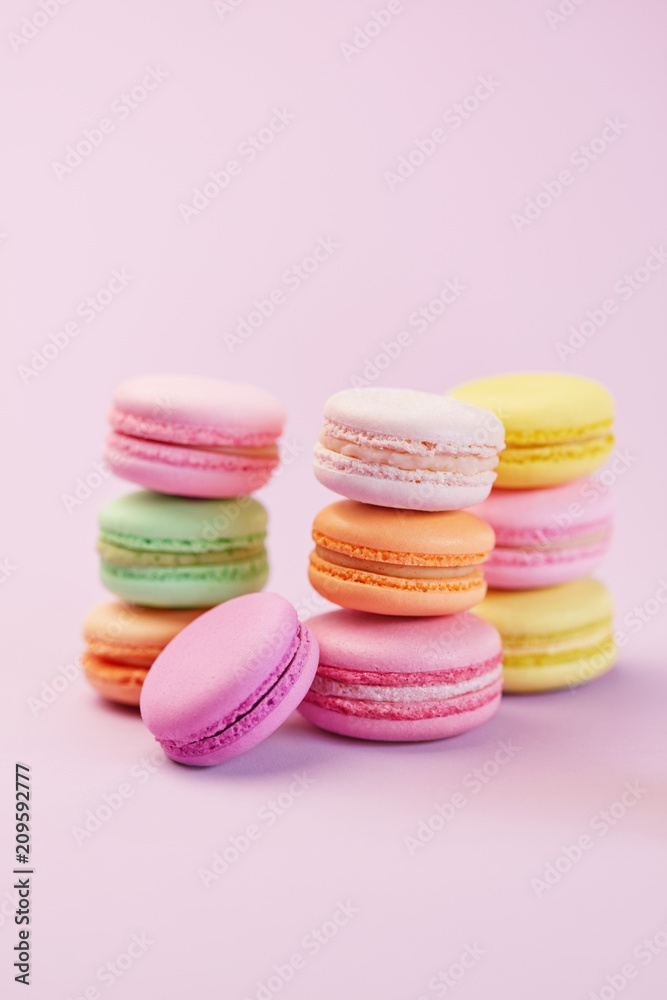 Dessert. Colorful Macaroons Close Up Dessert. Colorful Macaroons Close Up