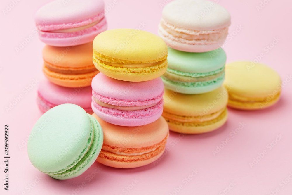 Dessert. Colorful Macaroons Close Up Dessert. Colorful Macaroons Close Up