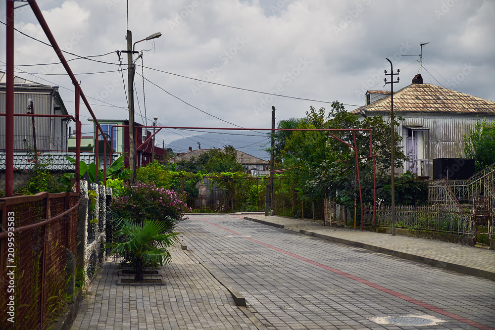 Cobuleti street in a cloudy weather Georgia