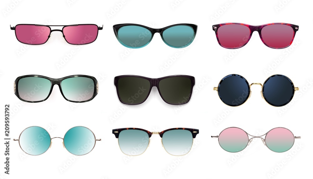Set of sunglasses isolated on white background for applying on a portrait Set of sunglasses isolated on white background for applying on a portrait