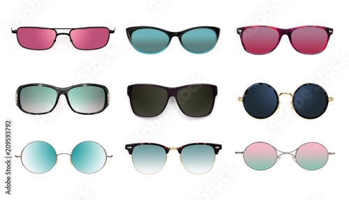 Set of sunglasses isolated on white background for applying on a portrait 