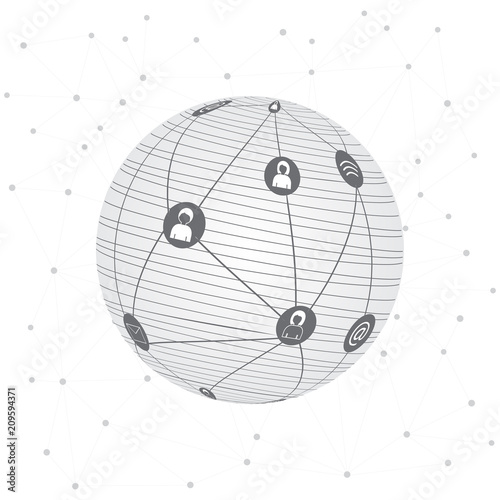 Worldwide connection concept.  Global communications network. Stock vector. Vector illustration EPS10.  