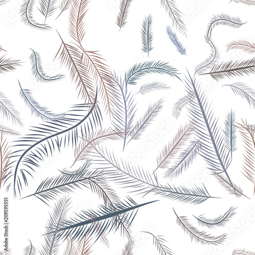 Fototapeta Naklejka Na Ścianę i Meble -  Seamless decorative hand drawn feather art illustrations. Details, background, graphic & pattern.