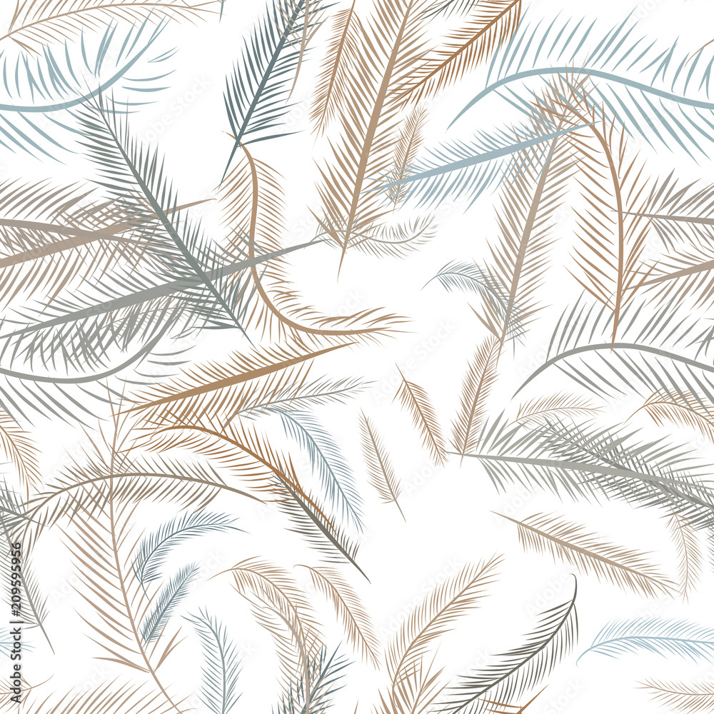 Seamless illustrations of feather. Template, color, messy & style. - obrazy, fototapety, plakaty 